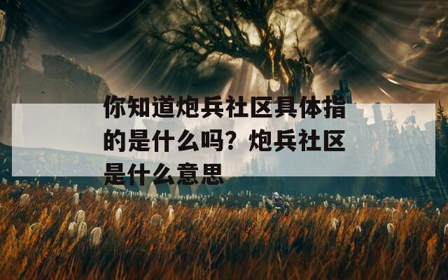 你知道炮兵社区具体指的是什么吗？炮兵社区是什么意思