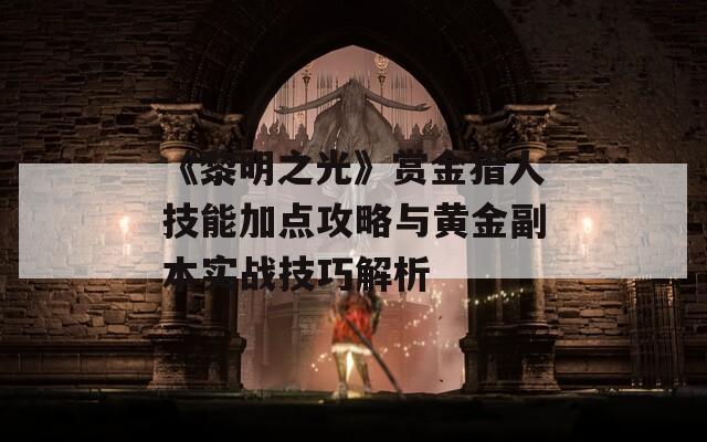 《黎明之光》赏金猎人技能加点攻略与黄金副本实战技巧解析