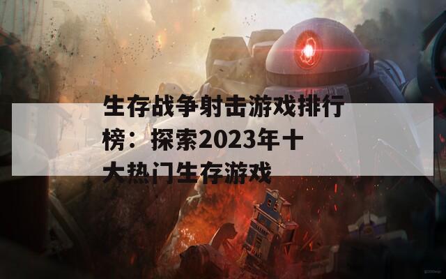 生存战争射击游戏排行榜：探索2023年十大热门生存游戏