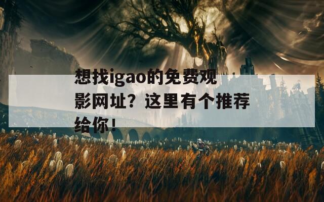 想找igao的免费观影网址？这里有个推荐给你！